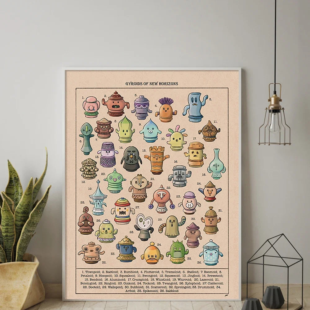 Animal Crossing New Horizons Botanical Poster Print Gyroids of New Horizons Canvas Painting Bedroom Home Room Wall Decoration