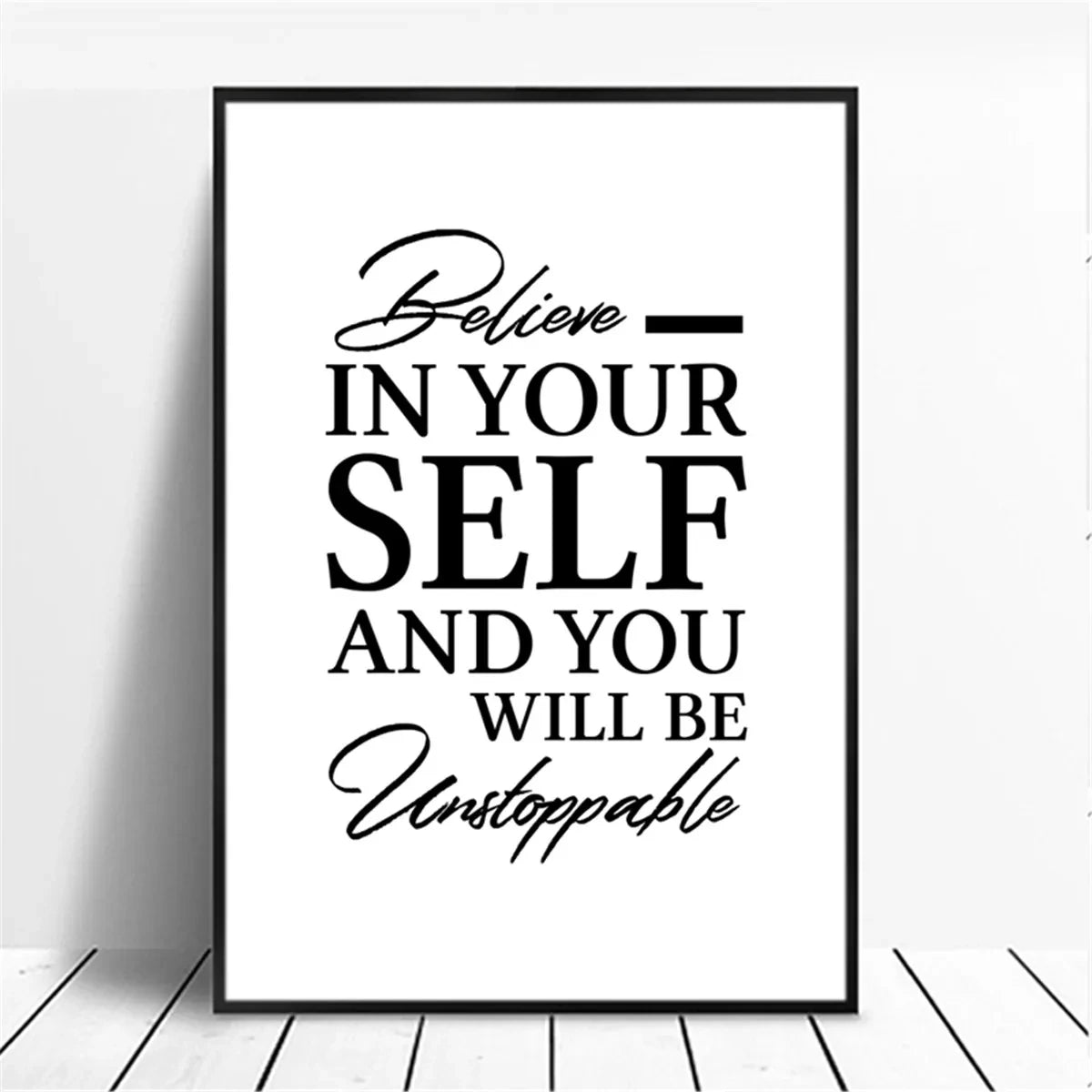 Canvas Painting Positive Energy Phrases Motivational Words Quote Poster Black and White Minimalist Wall Art Pictures Home Decor