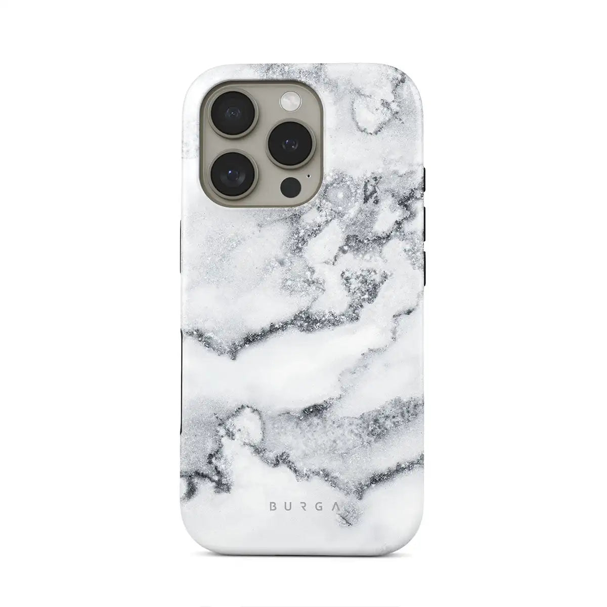White Winter Classy BURGA Marble Phone Case for iPhone 16 15 14 13 12 11 X XS XR XSMAX 7 8 Pro Max Plus Double-layer Back Cover