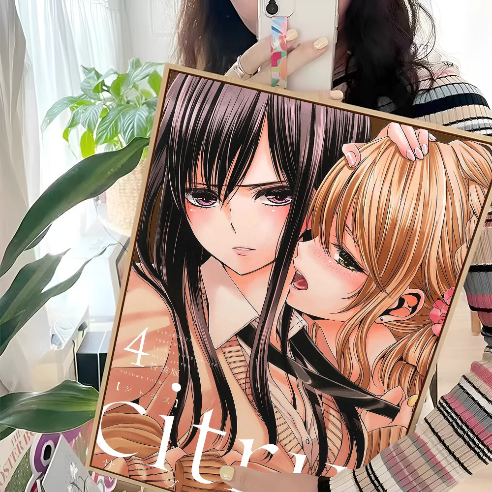 Japanese Anime Citrus Movie Sticky Posters Retro Kraft Paper Sticker DIY Room Bar Art Wall Painting