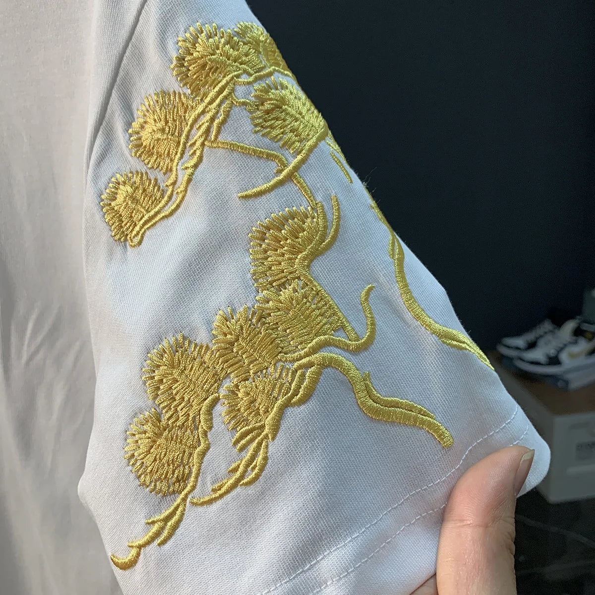 Chinese ethnic style embroidered printed short sleeved T-shirt for men's summer fashion, casual, versatile and trendy top