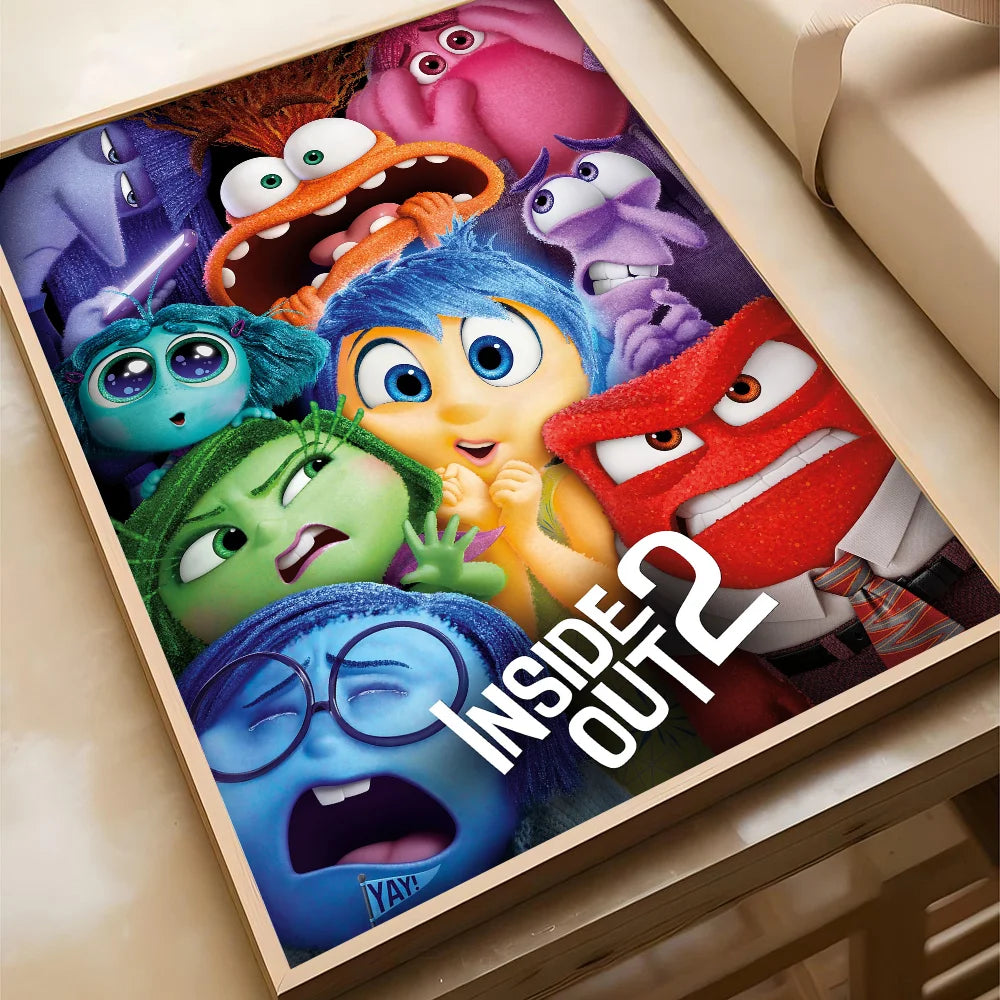 Movie I-insides Out 2 Poster Self-adhesive Art Waterproof Paper Sticker Coffee House Bar Room Wall Decor