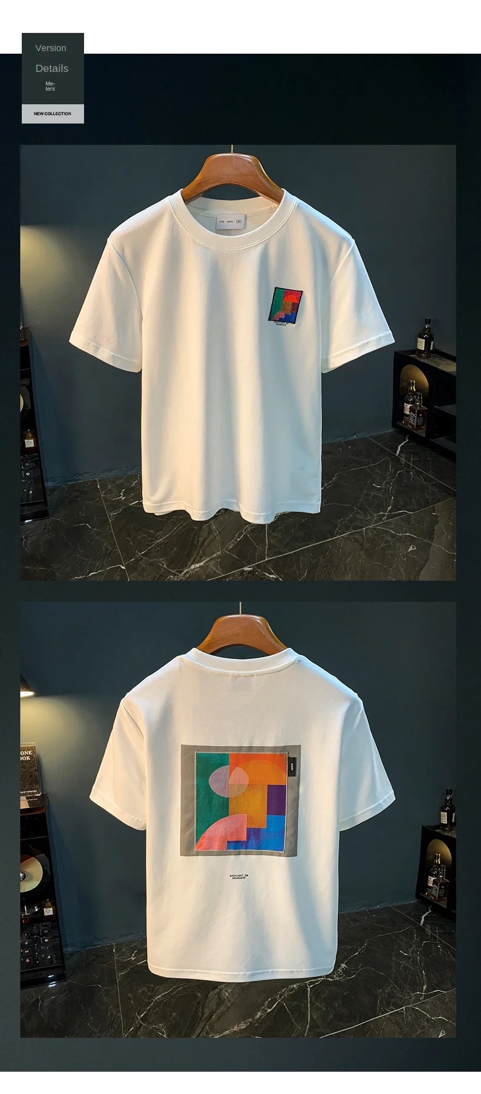 2025 Summer New Geometric Creative Printed Short sleeved T-shirt for Men, Comfortable, Versatile, Premium Embroidered Top