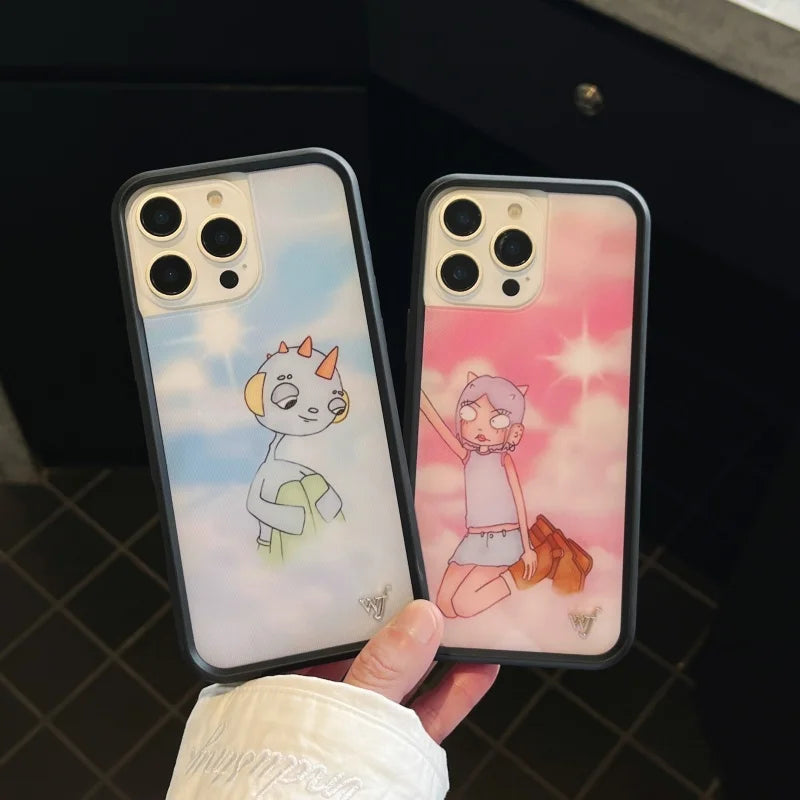 Wildflower Emergency Intercom Phone Case for iPhone 16 15 14 13 12 Pro Max Plus 16pro 15pro WF 3D Cartoon Cover Funda