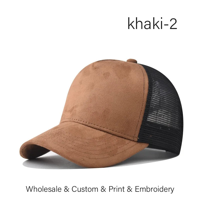 SLECKTON Custom Logo High-quality Suede Mesh Baseball Hat Letter Embroidery Brand Design Outdoor Sport Cap Wholesale Fashion