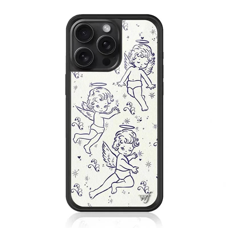 Fashion Wildflower Cartoon Swans Phone Case for iPhone 13 Pro 14 pro 15 Max 16 pro max 12 Cute Puppy WF Deer Cherry Protection