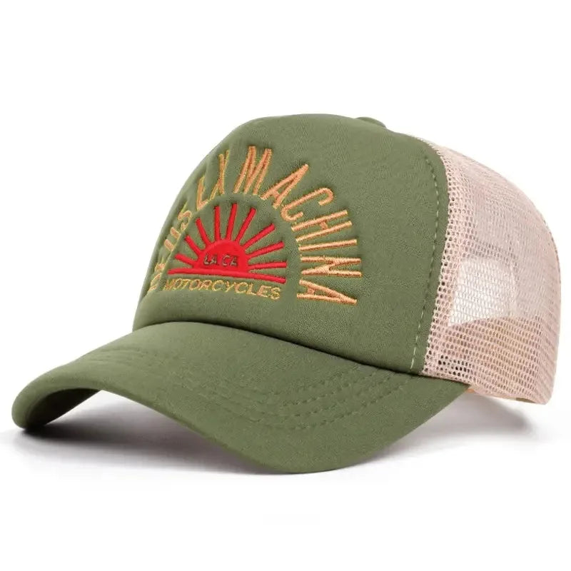 New Outdoor Unisex Embroidered Letters Baseball Hats Color Block Sunshade Mesh Breathable Trucker Caps Versatile Fashion Sun Hat