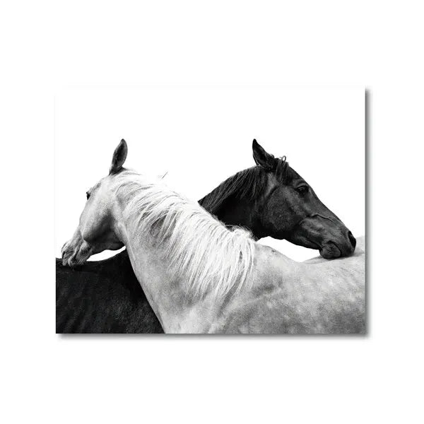 Horse Black and White Photo Poster, Rustic Farm Wall Art, Animal Prints, Canvas Painting Picture, Ideal for Home Room Wall Decor