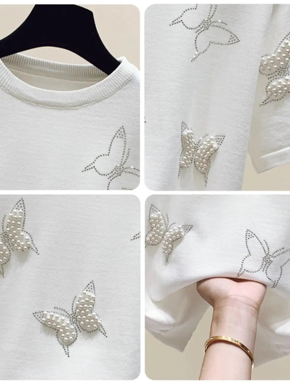 Women Clothing Chic Bow Knot Embroidered Flares T-shirt Summer Elegant O-neck Short Sleeve Knit Top Tee Office Lady Pullovers