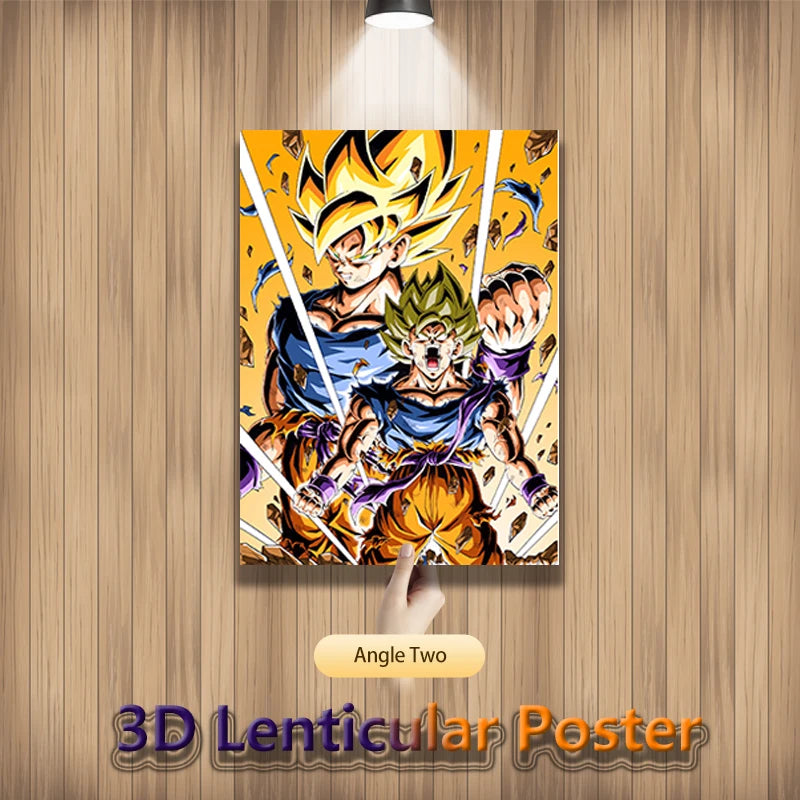 Dragon Ball Z Anime Lenticular Poster Vegeta Painting Wall Art 3D Flip Gradient Poster Home Decor(Without Frame)