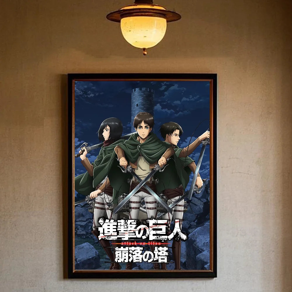 A-Attack on Titan Poster art sticky wall waterproof home living room bedroom bar aesthetic decoration