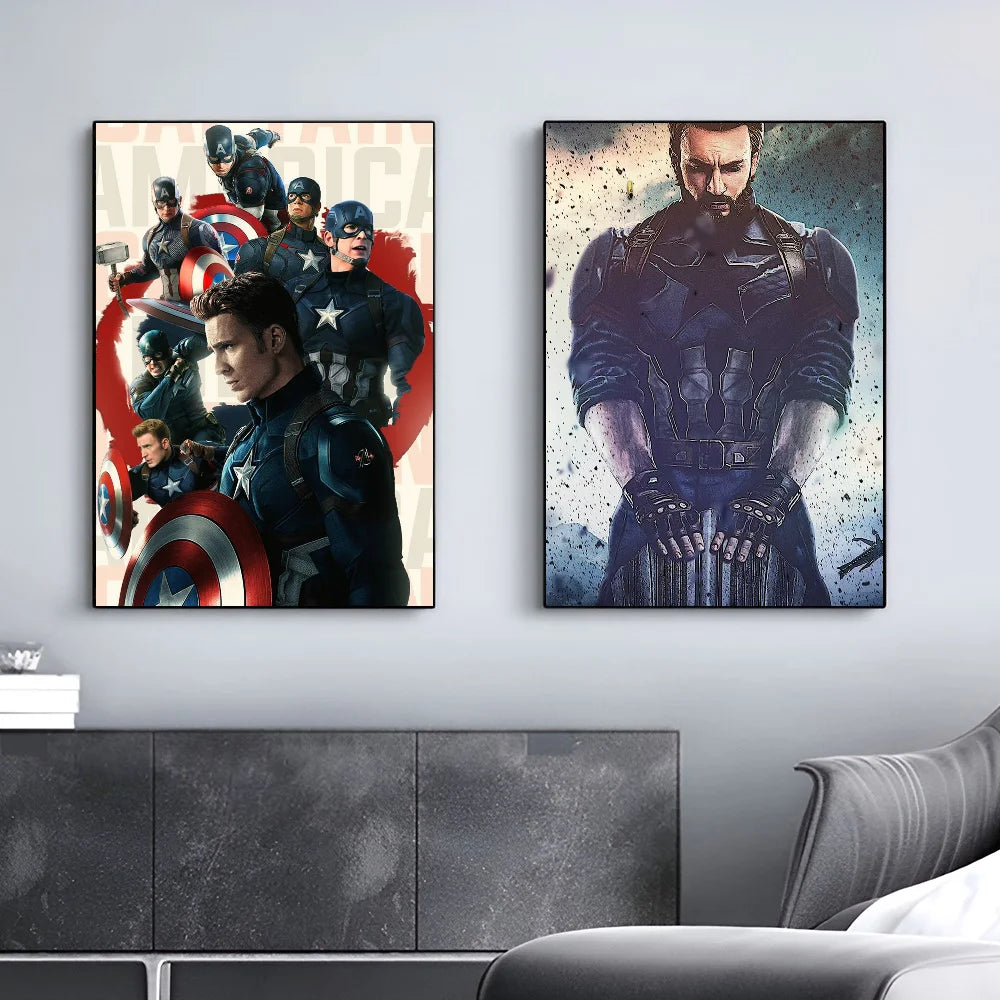 1PC C-Captain America Poster Self-adhesive Art Waterproof Paper Sticker Coffee House Bar Room Wall Decor