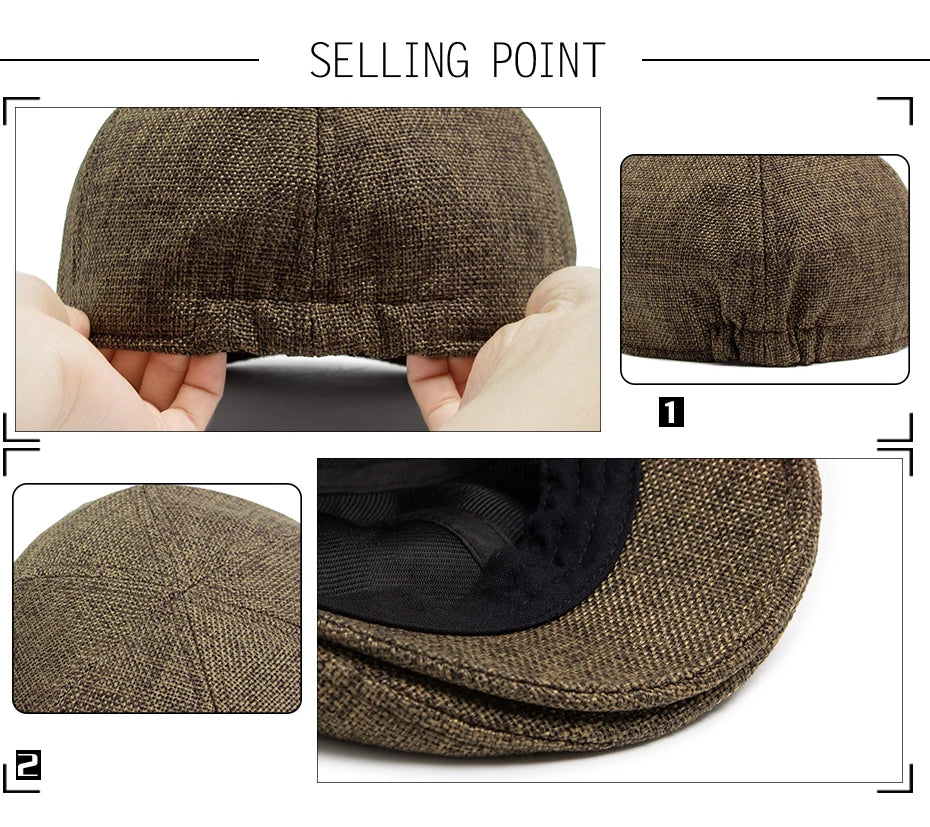 New Summer Linen Beret Men Sun Visor Flat Hat Women Fashion Berets Breathable Newsboy Cap Luxury Vintage Caps Unisex