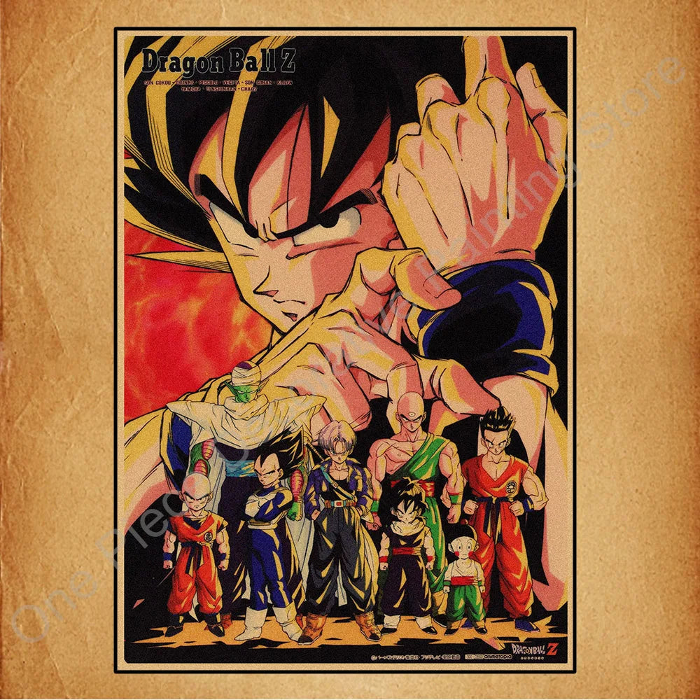 Bandai Classic Anime Retro Dragon Ball HD Poster Goku Gohan Vegeta Piccolo Friza Canvas Painting Print Wall Art Children Gift