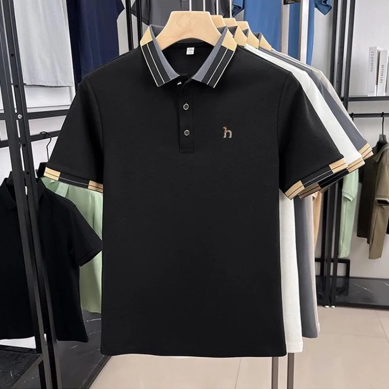 Luxury fashion men's short sleeve polo shirt high-quality brand summer breathable casual T-shirt cute cartoon dog embroidery top