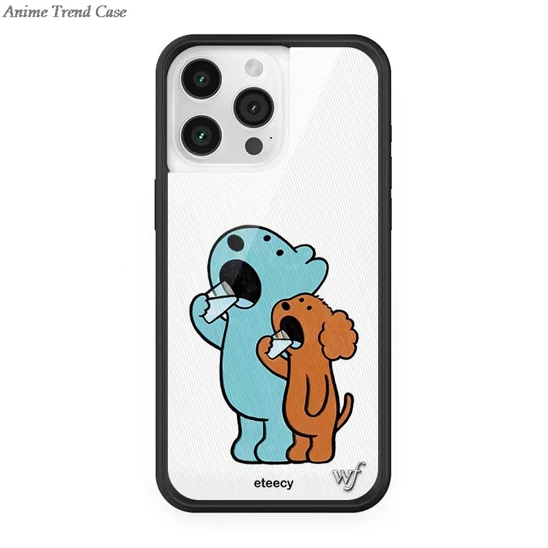 Wildflower 3D Wonderland Rabbit Phone Case for iPhone 16 15 14 13 12 Pro Max Plus 15plus Gemstone WF metal Logo Cover Funda