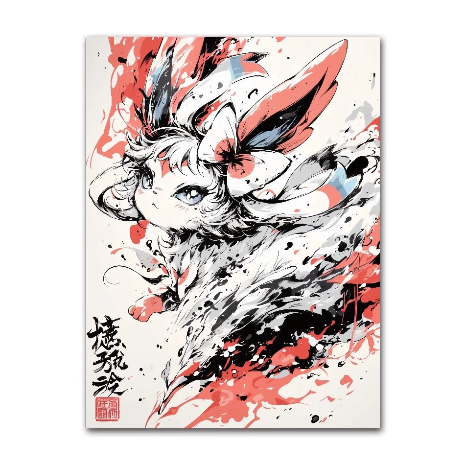 Anime Figures Pokemon Ink Painting Painting Canvas Painting Posters and Prints Wall Art Picture for Living Room Children Gift