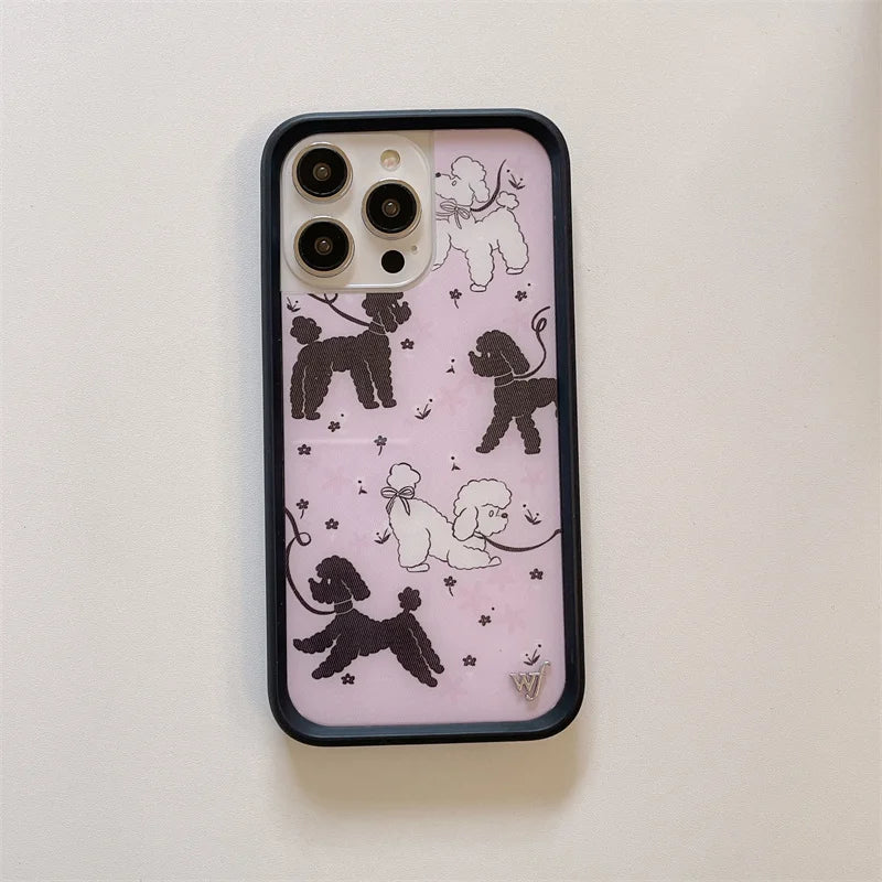 Wildflower 3D Sweet Swan Lake Phone Case for iPhone 16 15 14 13 12 Pro Max Plus 16pro 15pro Ins Puppy WF Cute Cartoon Cover