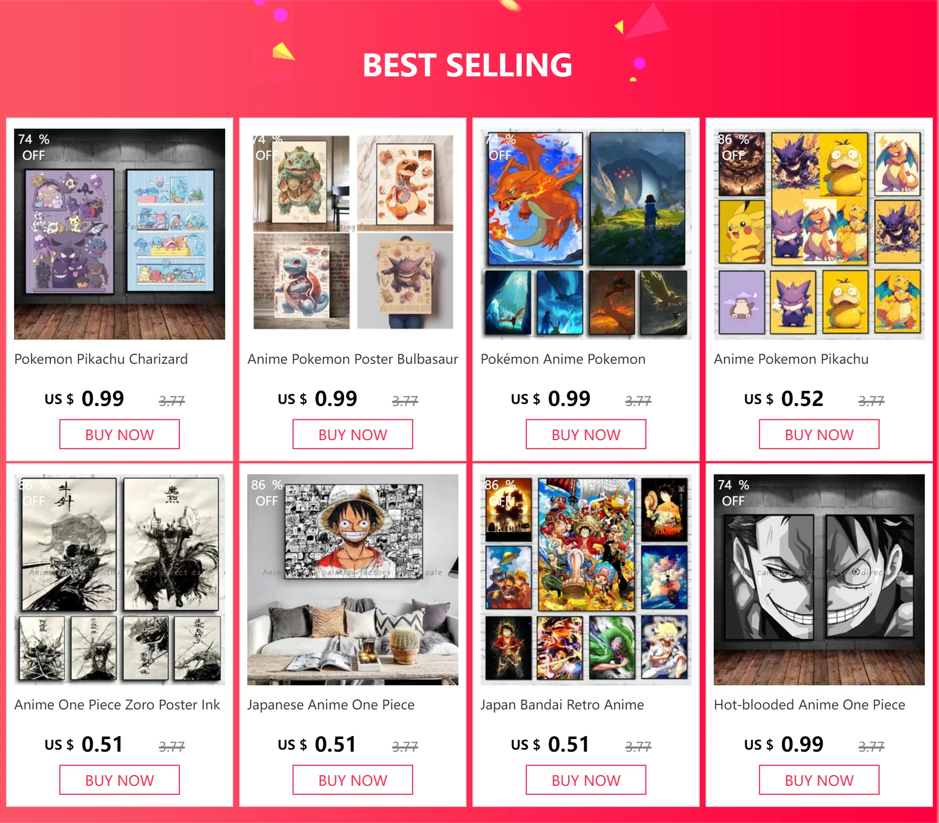 Japan Bandai Retro Anime Surrounding One Piece Luffy Art Canvas Painting Posters Print Mural Home Wall Aesthetic Room Decor