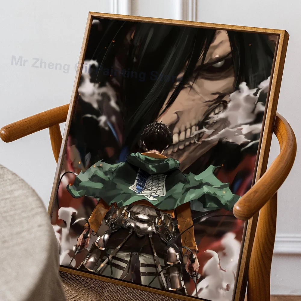 1PC Attack On Titan Poster Self-adhesive Art Waterproof Paper Sticker Coffee House Bar Room Wall Decor