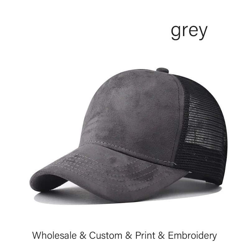 SLECKTON Custom Logo High-quality Suede Mesh Baseball Hat Letter Embroidery Brand Design Outdoor Sport Cap Wholesale Fashion
