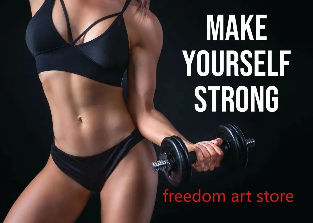 Gym Motivation Muscle Man Bodybuilding Fitness Strength Barbell Art Poster Canvas Painting Wall Print Picture for Home Gym Decor