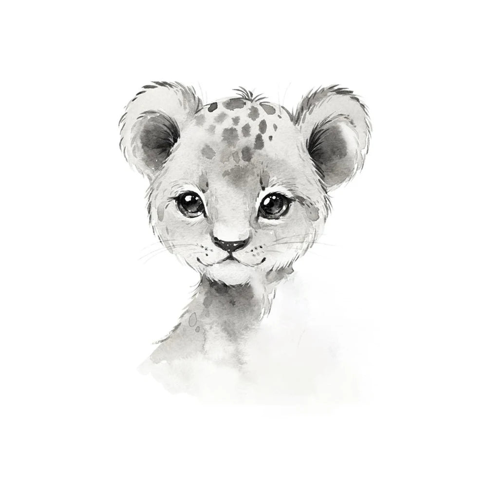 Nordic Modern Grey Cute Animal Elephant Giraffe Cat Prints Canvas Painting Poster For Living Room Play Room Kids Room Home Decor