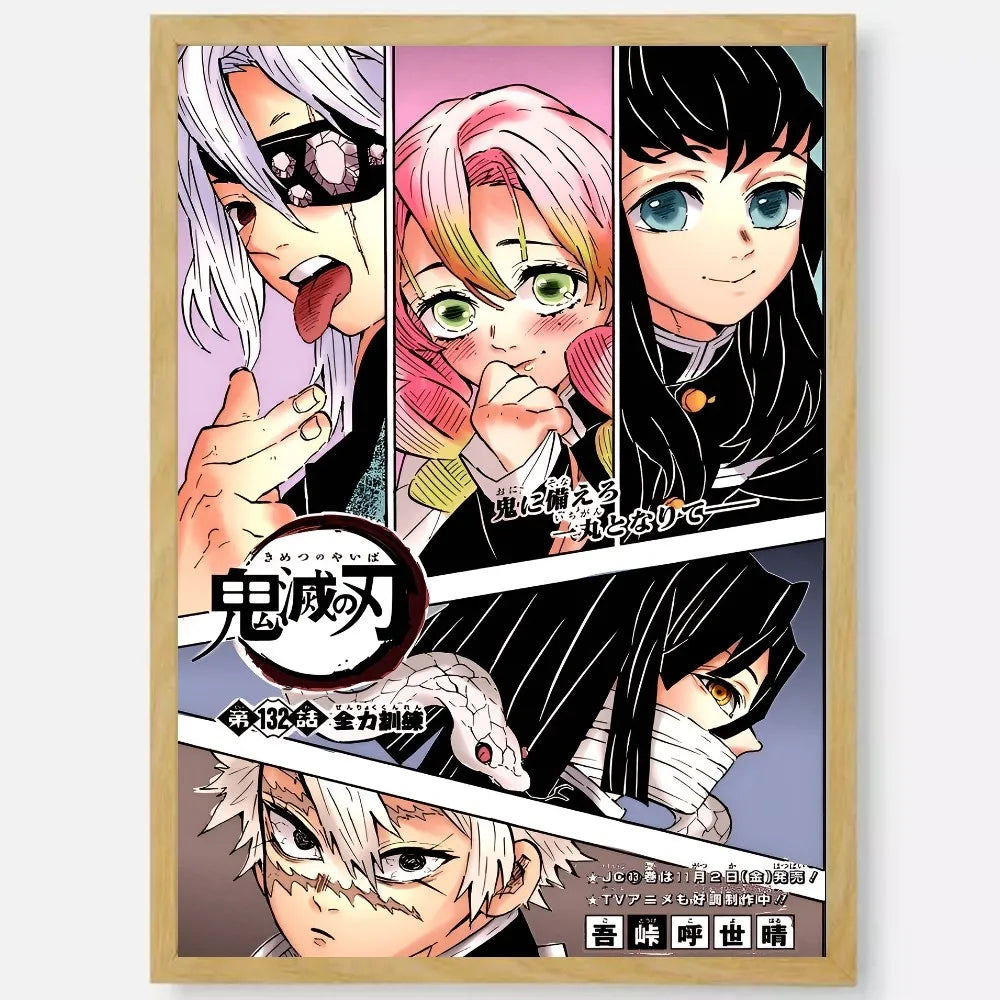 D-Demon Slayer Anime Poster HD art sticky wall waterproof home living room bedroom bar aesthetic decoration