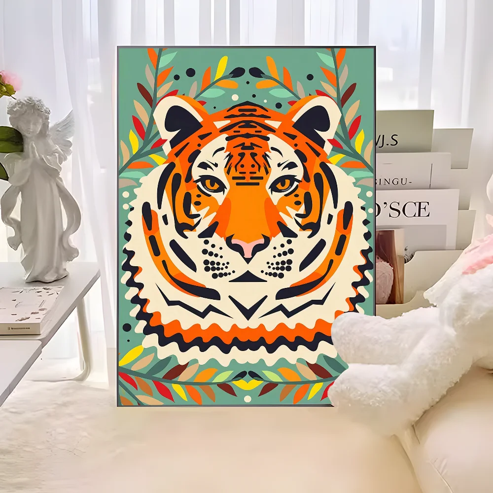 Wild Leopard Tiger Vase Flower Girl Power Whitepaper Poster HD Quality Poster Wall Art Painting Study Room Wall Decor
