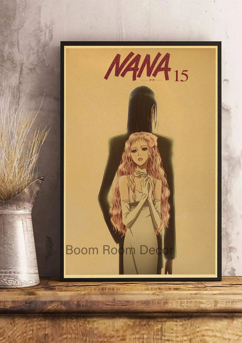Hot Anime Posters NANA Retro Kraft Paper Sticker Poste 2021 Arrivals Bar Cafe Decor Nostalgia Gift Funny Prints Wall Paintings