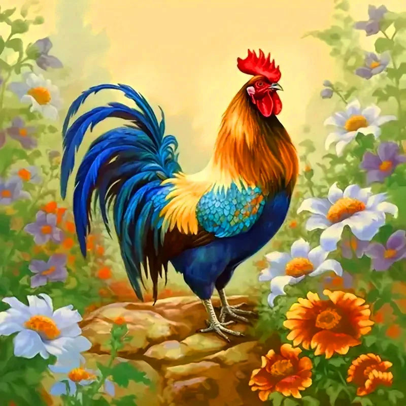 Huacan Full Diamond Mosaic Animal Chicken 5d Drill Painting Landscape Kit Farm Embroidery Sunflower Home Decoration Diy Gift