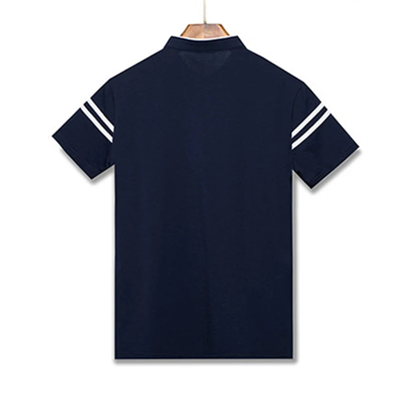 2025 Men's Casual Fashion Solid Color Short Sleeved Polo Shirt Stand Up Collar Versatile Comfortable Top