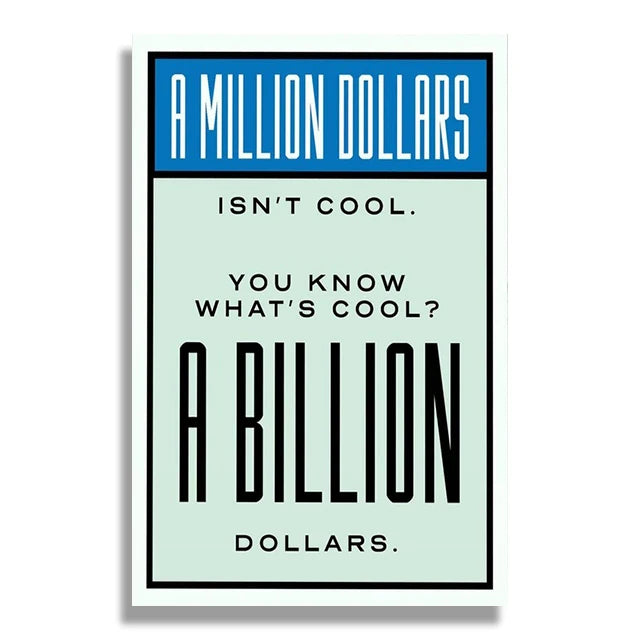 Monopoly Millionaire Money Canvas Decorative Painting Motivational Quote Art Poster Cartoon Figure Mural Home Wall Decor Picture