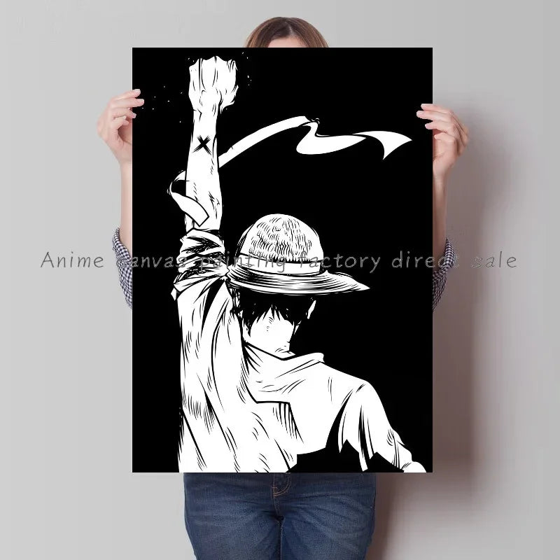 Japan Bandai Retro Anime Surrounding One Piece Luffy Art Canvas Painting Posters Print Mural Home Wall Aesthetic Room Decor