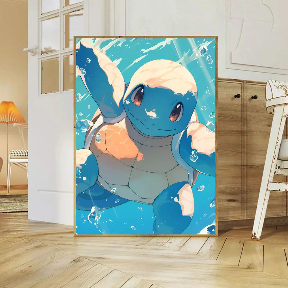 Miniso Anime P-Pokemon Poster Self-adhesive Art Waterproof Paper Sticker Coffee House Bar Room Wall Decor