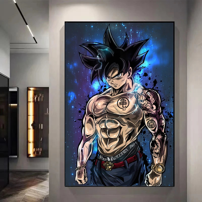 Dragon Ball Decorative Painting Sun Wukong Super Saiyan Japanese Anime Hanging Picture Living Room Bedside Mural