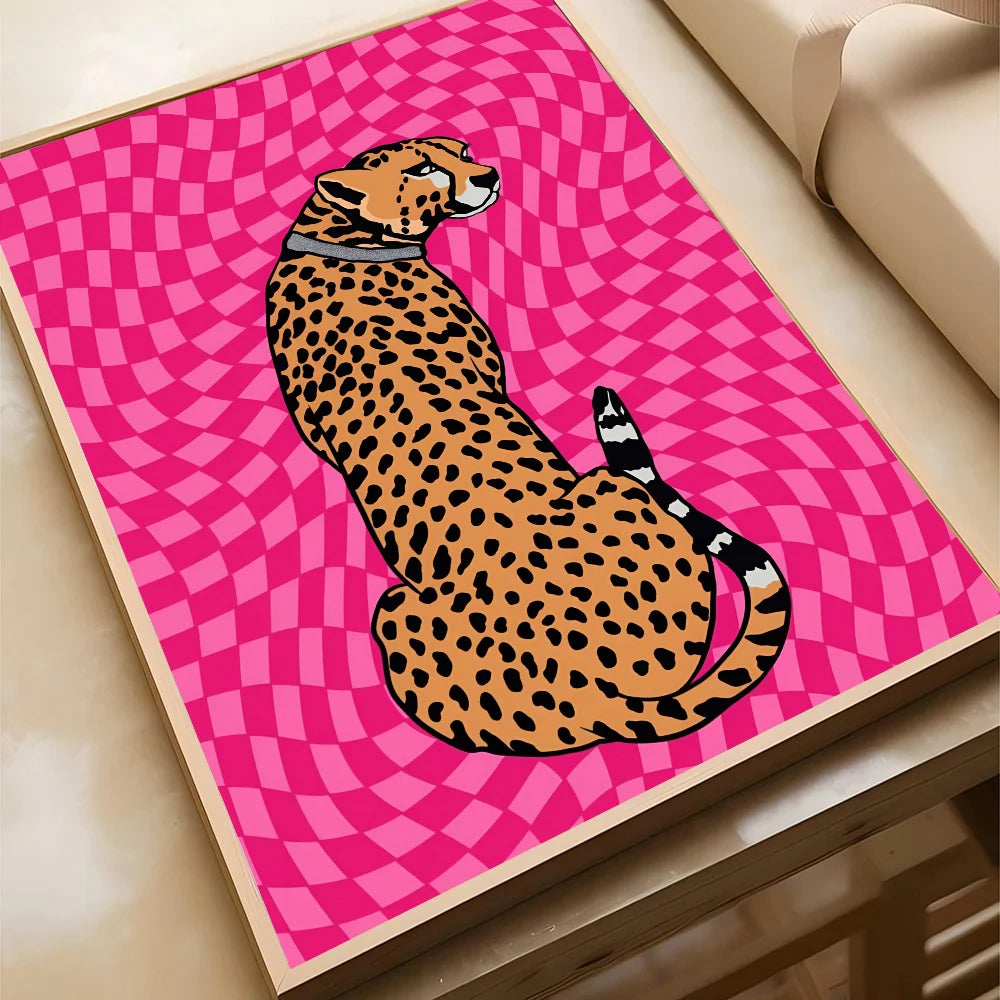 Wild Leopard Tiger Vase Flower Poster Poster Paper Print Home Living Room Bedroom Entrance Bar Cafe Art Painting Decoration