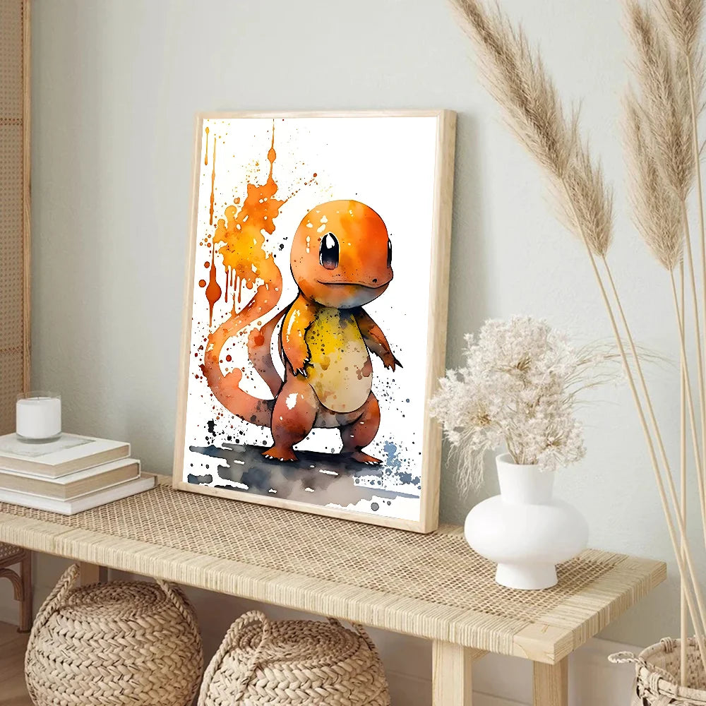 Miniso Anime P-Pokemon Poster Self-adhesive Art Waterproof Paper Sticker Coffee House Bar Room Wall Decor