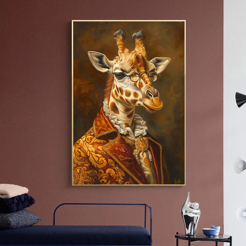 Animal Pet French Bull Dog Giraffe Cat Dog Portrait Poster Print Wall Art Pictures Canvas Painting Living Room Home Decor Gift