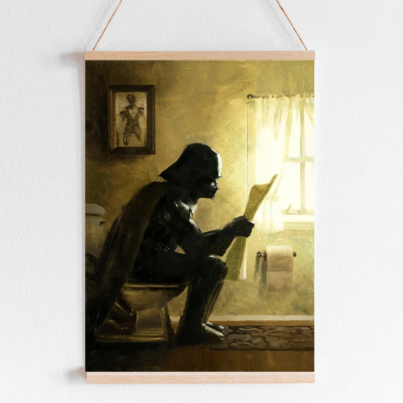 Darth Vader Star Wars Bathroom Art Prints Watercolor Boba Fett Poster Funny Toilet Sign Canvas Painting Restroom Wall Decor