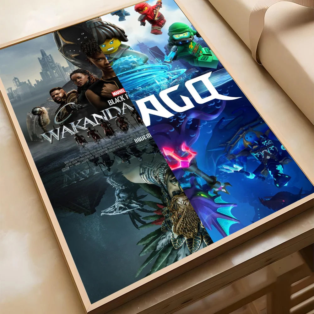 S-Superhero W-Wakanda Forever Poster Self-adhesive Art Waterproof Paper Sticker Coffee House Bar Room Wall Decor