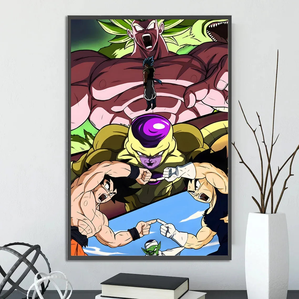 Dragon Ball Self-adhesive Poster Super Saiyan Goku Anime Wallpapr Vegeta Home Decoration Painting Wall Art Kid Birthday Gift