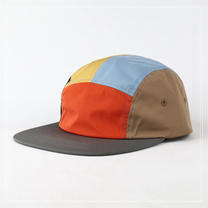Customized Logo Color Matching Five-panel Waterproof Quick-drying Hat Outdoor Sunshade Unisex Adjustable Flat Edge Baseball Cap