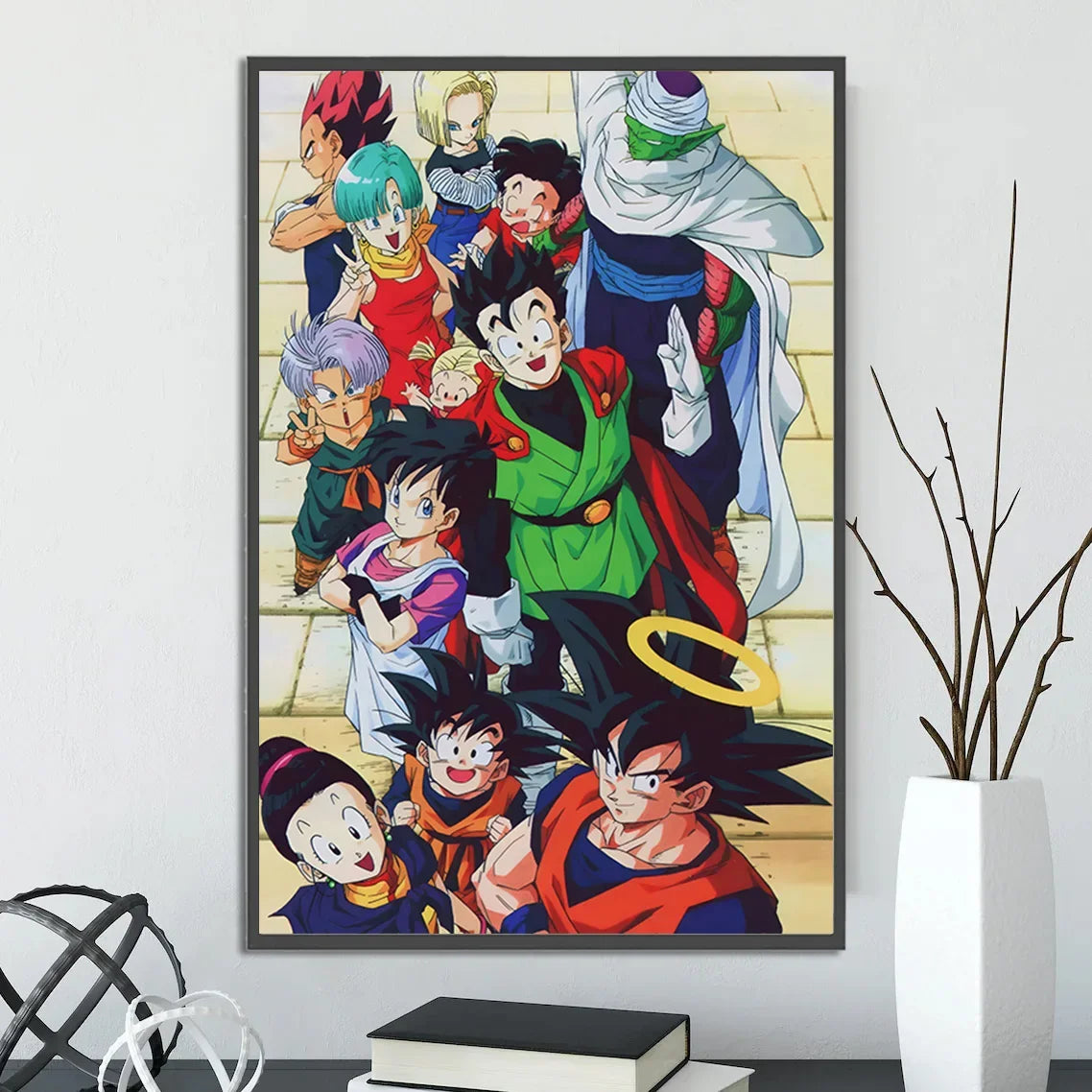 Dragon Ball Self-adhesive Poster Super Saiyan Goku Anime Wallpapr Vegeta Home Decoration Painting Wall Art Kid Birthday Gift