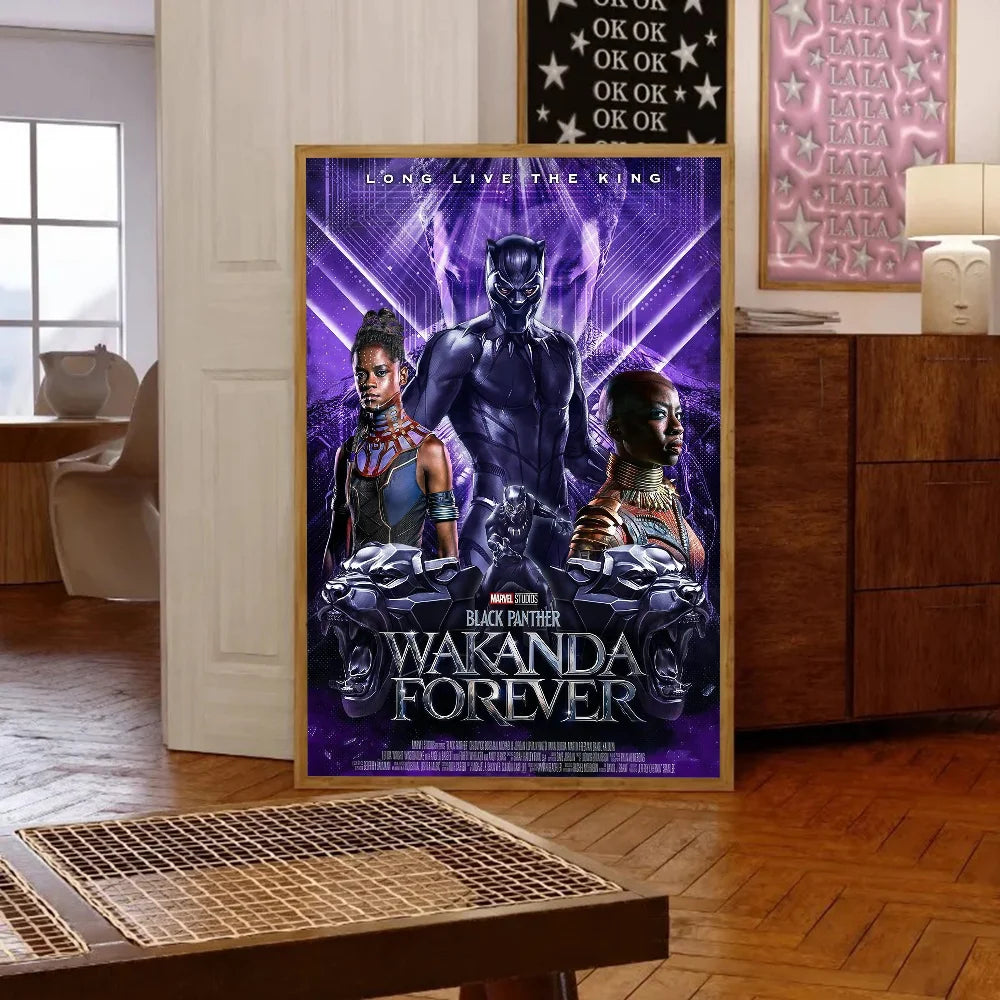 S-Superhero W-Wakanda Forever Poster Self-adhesive Art Waterproof Paper Sticker Coffee House Bar Room Wall Decor