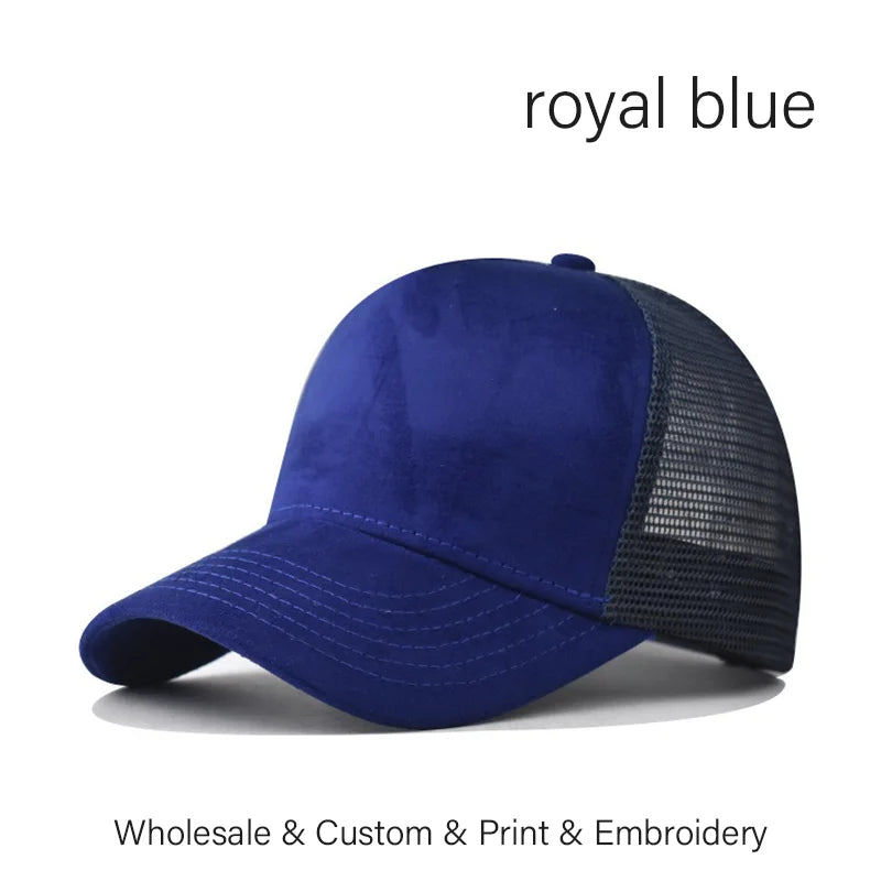SLECKTON Custom Logo High-quality Suede Mesh Baseball Hat Letter Embroidery Brand Design Outdoor Sport Cap Wholesale Fashion