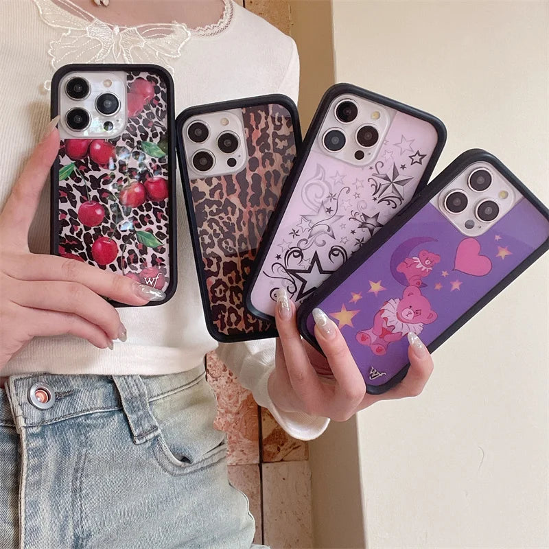 Wildflower 3D Super Star Mushroom Phone Case for iPhone 16 15 14 13 12 Pro Max Plus WF Bear-y Cute Leopard Safari Babies Cover