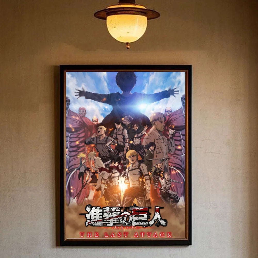 A-Attack on Titan Poster art sticky wall waterproof home living room bedroom bar aesthetic decoration