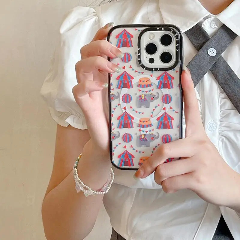 Circus Elephant Suitable for Apple iPhone 16 ProMax Magnetic Phone Case 15 Trendy Brand 14 13 Anti-fall