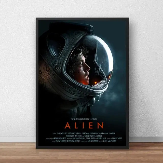 Classic Sci-Fi Alien Movie Poster, Retro Style Canvas Painting, Astronaut Space Print, Ideal Wall Art for Home Room Decoration